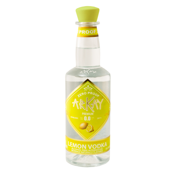 Lemon2VodkafotoNew_800x800.png Arkay Lemon Vodka Zero Proof Spirits 33.3 FL OZ / 1 Liter