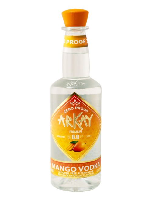 MangoVodkafotoNew_800x800.png Arkay Mango Vodka Zero Proof Spirits 33.3 FL OZ / 1 Liter