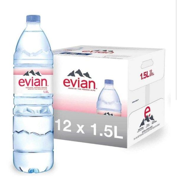 Evian Natural Spring Water 12 x 1.5L Bottles